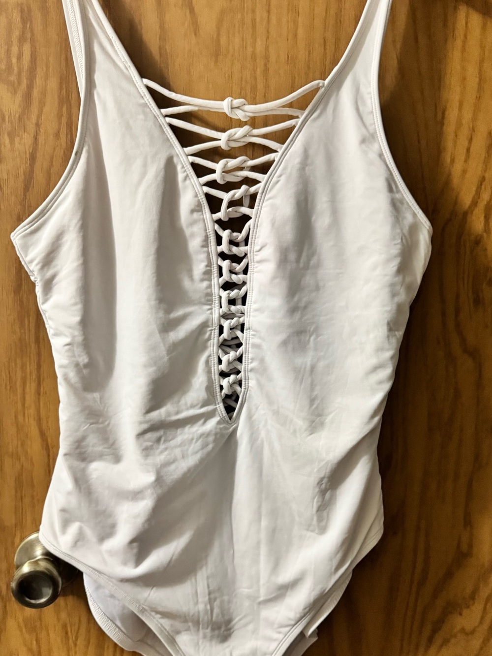 Bleu Rod Beattie White Lace-Up One-Piece Swim Bodysuit